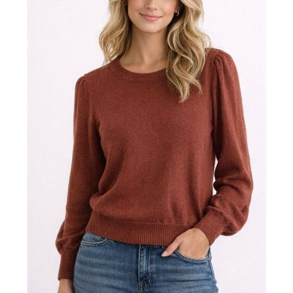 525 American 100% Cashmere rose balloon sleeve sweater small